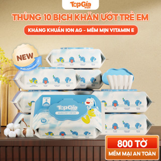 [SẢN PHẨM MỚI] Khăn Giấy Ướt VE TopGiaKids Cho Bé 80 Tờ, Khăn Ướt Đa Năng Trẻ Em Mềm Mại Không Cồn Không Parabens AnToàn
