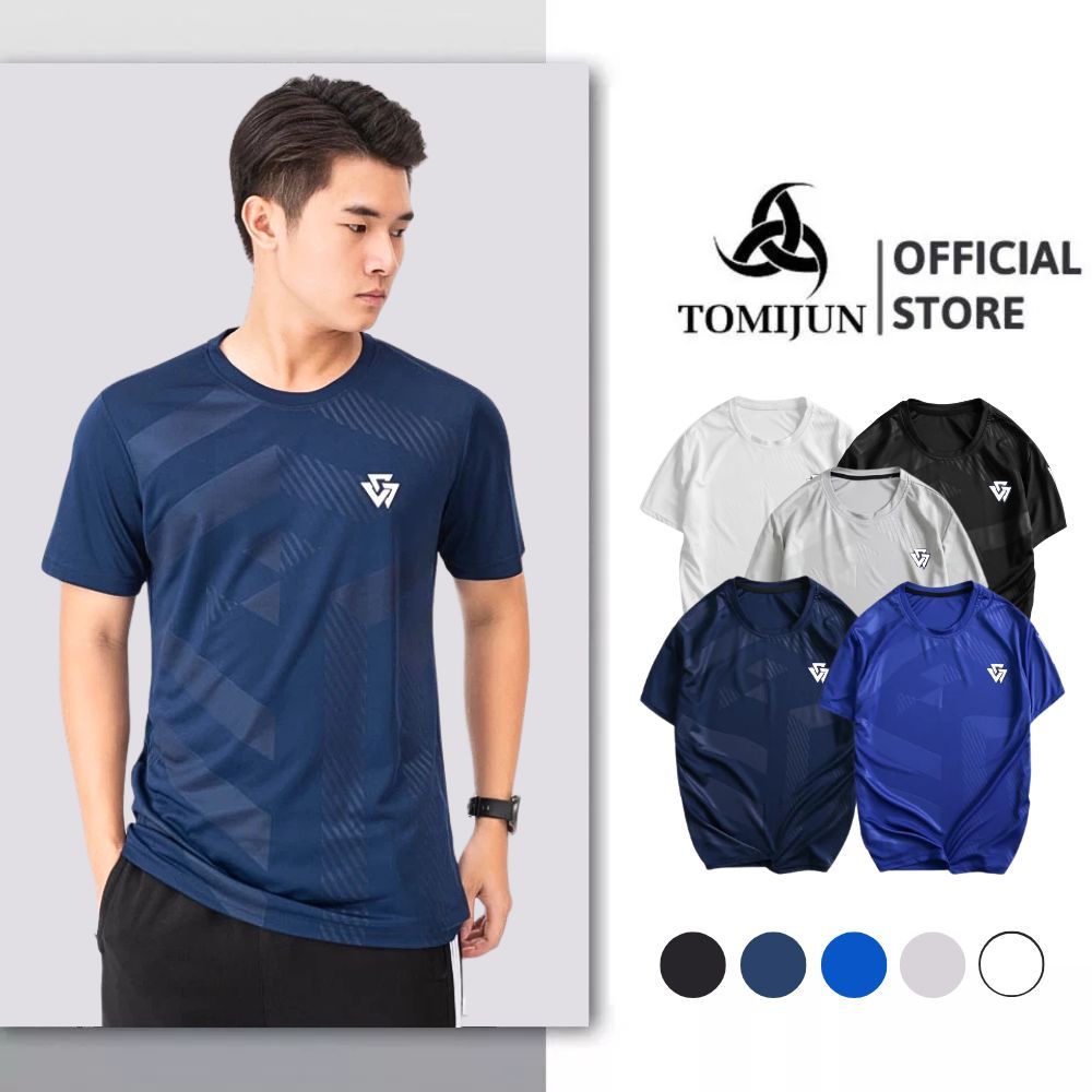 Áo Thể Thao Nam Cộc Tay TOMIJUN Áo thun lạnh cổ tròn, ép vân cao cấp, trẻ trung, phong cách, mạnh mẽ và năng động _AOW