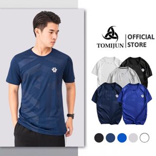 Áo Thể Thao Nam Cộc Tay TOMIJUN Áo thun lạnh cổ tròn, ép vân cao cấp, trẻ trung, phong cách, mạnh mẽ và năng động _AOW