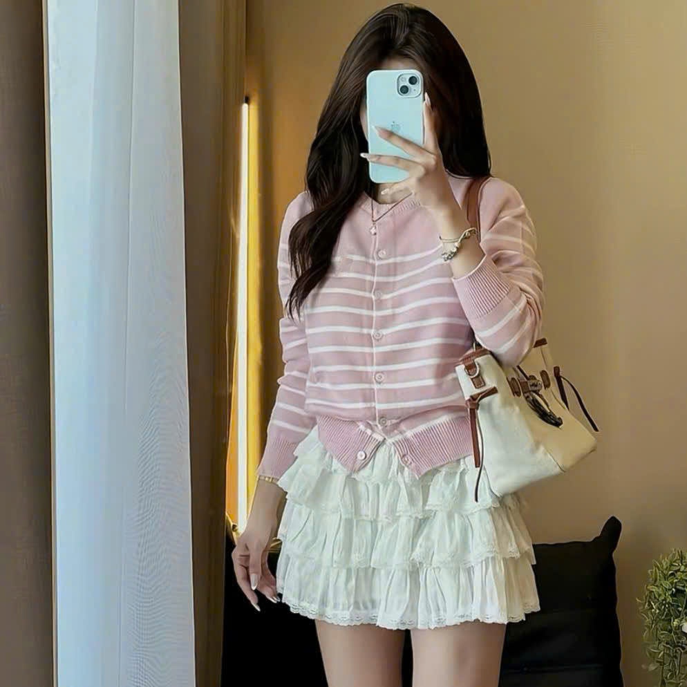 Áo khoác cardigan kẻ ngang chất len mềm mỏng SUMIISHOP mã QC99 | BigBuy360 - bigbuy360.vn