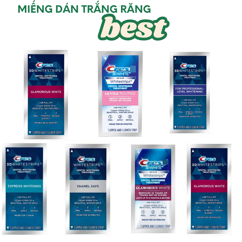 Miếng dán trắng răng Combo 7 miếng không gây ê buốt răng phù hợp với mọi loại răng