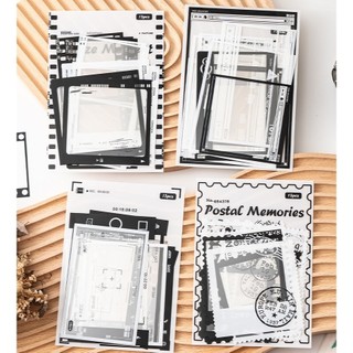  Set 15 tấm sticker trong suốt FRAME THƯỚC PHIM KHUNG MÁY ẢNH KHUNG POLAROID TRẮNG ĐEN dán Sổ Bullet Journal Scrapbook 