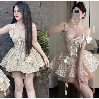  Đầm ren tiểu thư xoè bồng phối lưới cực xinh đầm hoa dễ thương cho nữ đầm đi tiệc hot hit cho nàng đẹp 