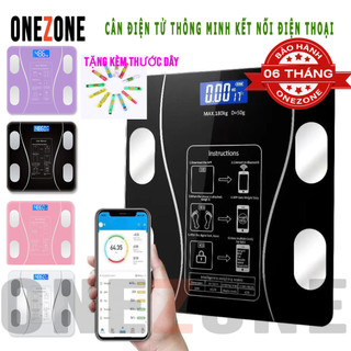 Cân Điện Tử Sức Khỏe ONEZONE Bluetooth Kết Nối Điện Thoại, Pin Sạc Type-C, Đo 18 Chỉ Số, Tải trọng 180Kg