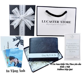 Ví Da Nam Khắc Tên Theo Yêu Cầu - In Tặng Ảnh -FullBox Hộp Quà BH 12 Tháng