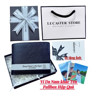 Ví Nam Khắc Tên Theo Yêu Cầu Da Thật cosmos -In Tặng Ảnh  -Fullbox hộp quà Bảo Hành 12 Tháng.