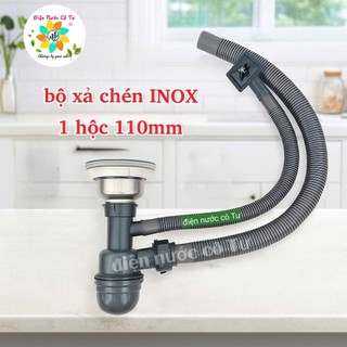Bộ xả chậu rửa chén đôi 304 bộ xả chậu chén 2 hộc phi 110mm