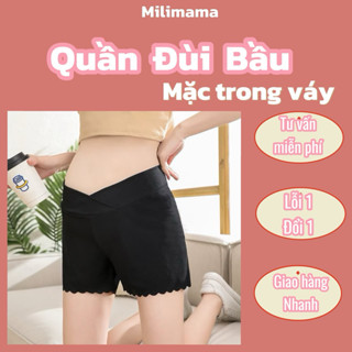  Quần Đùi Bầu Mặc Trong Váy Mặc ở nhà cao cấp cạp chéo Chất Thun tăm lạnh Mềm mát Co Giãn 4 Chiều.  đồ ngủ cho mẹ 102 