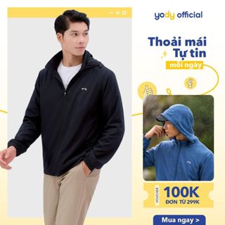 Áo khoác gió nam YODY thông minh trượt nước cản gió cản bụi có mũ thoải mái MCWC25A037-AKM5041