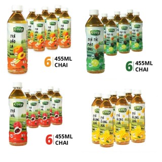  HOẢ TỐC - Thùng 24 Chai - Trà Cozy Nguyên Chất Mix 4 Vị Đàoo - Tắc - Vải - Xoài 