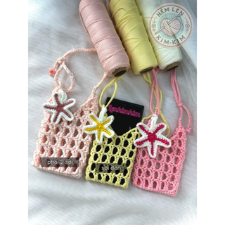 Túi lưới đi biển đeo chéo đựng điện thoại dây điều chỉnh handmade ảnh shop chụp