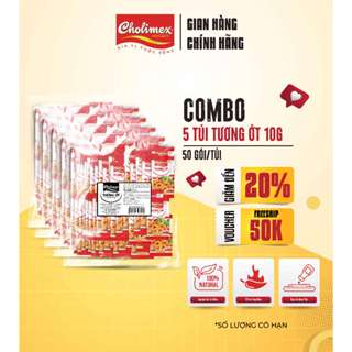  Combo 5 Túi Tương Ớt Cholimex 10g  50 gói túi  – Gia vị chấm tiện lợi chính hãng 
