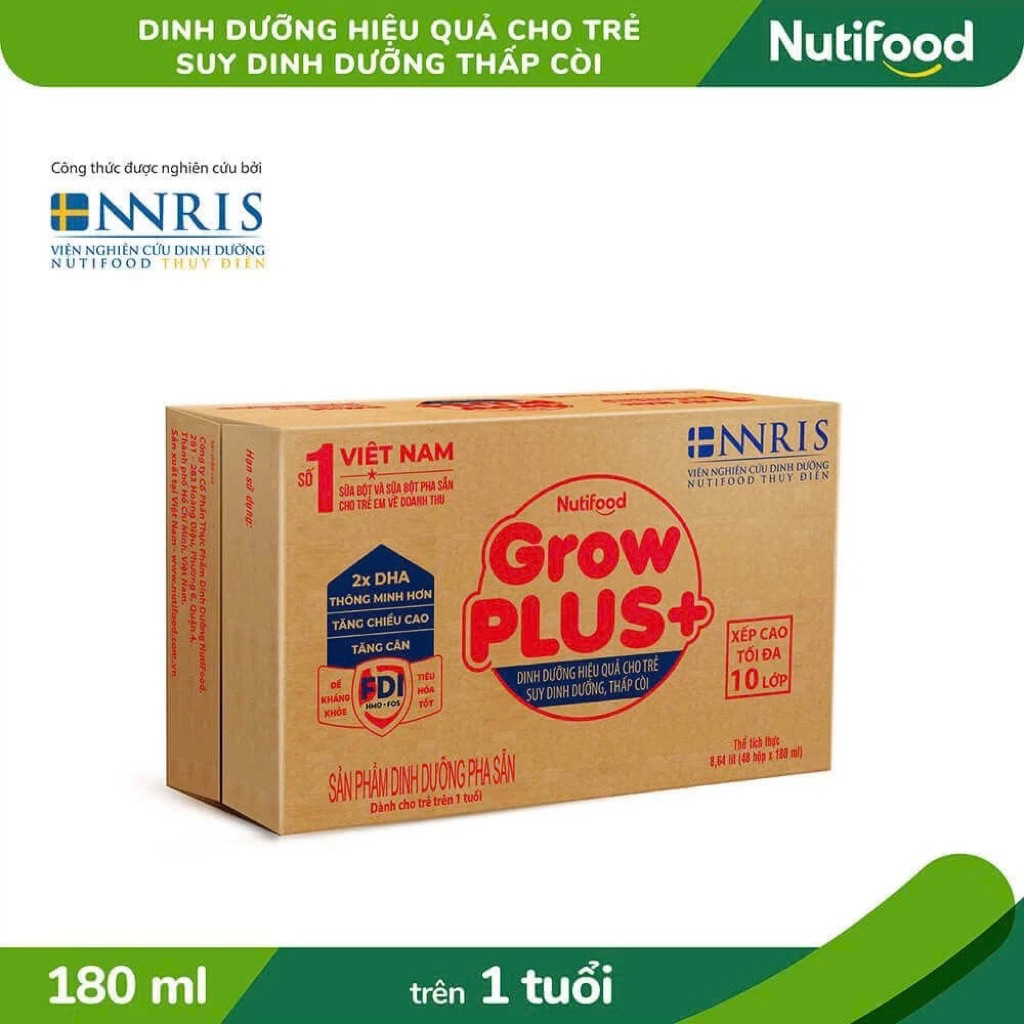 Thùng 48 hộp sữa Nutifood Grow Plus đỏ 110ml