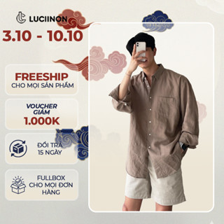 Áo sơ mi LINEN nam cổ bẻ dài tay, phom dáng thời trang Hàn Quốc thanh lịch sang trọng - LUCIINON
