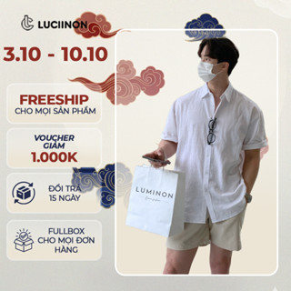 Áo sơ mi nam cổ bẻ LINEN TAY NGẮN cao cấp, phom dáng thoải mái thanh lịch sang trọng  - LUCIINON