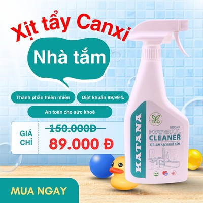Xịt Đa Năng Làm Sạch Nhà Tắm KATANA Cleaner 500ml - Tẩy Cặn Canxi Ố Vàng Vòi Sen Inox, Bồn Cầu, Gương Kính