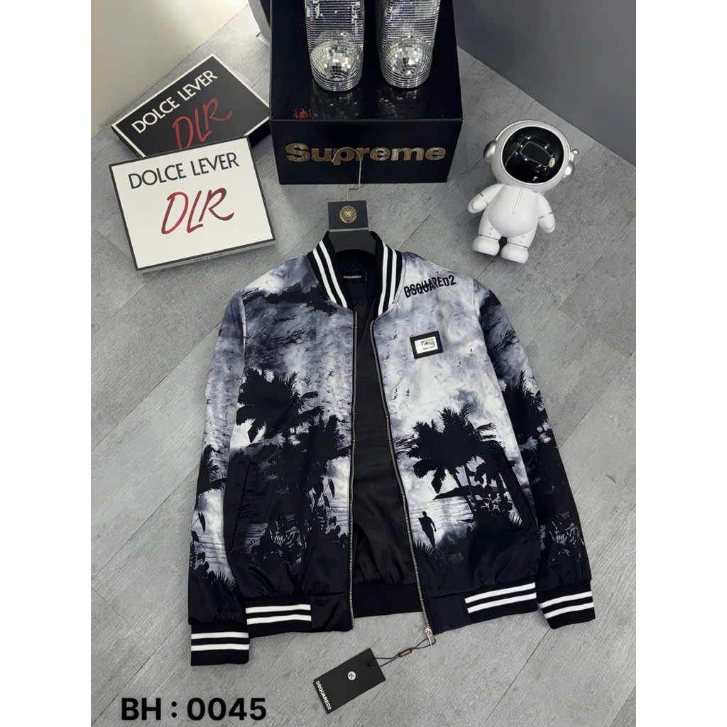 Áo khoác Gió Dsq2 Hoạ tiết cây dừa cực chất