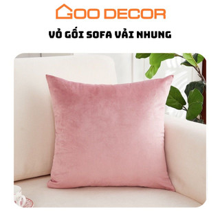  Vỏ gối sofa vải nhung trơn bọc gối tựa sofa 40x40 hình vuông - GOO Decor 