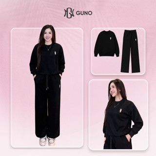  Bộ quần áo nỉ nữ GUNO cao cấp thêu gấu kèm quần suông basic SP5 25BG156 