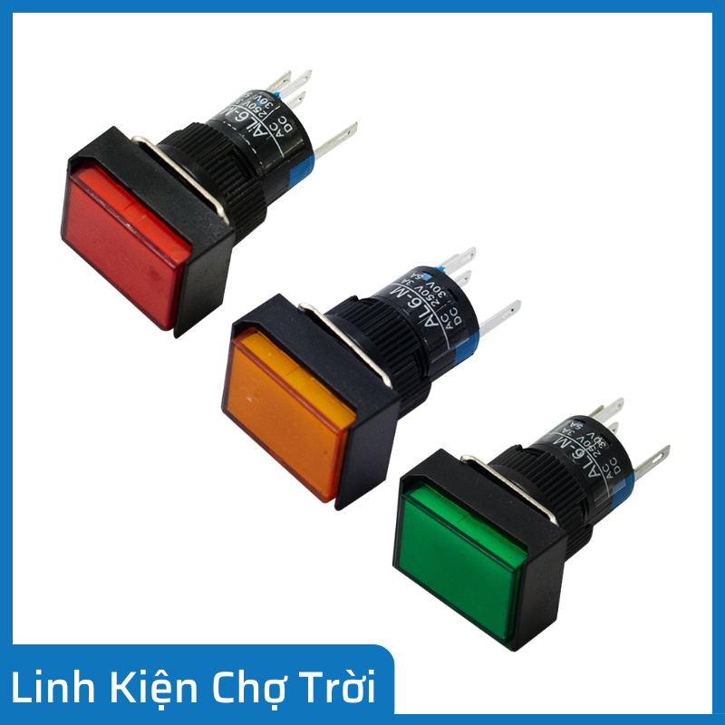 Nút Nhấn Đề AL6-M 220VAC Chữ Nhật Nhấn Nhả Có Đèn