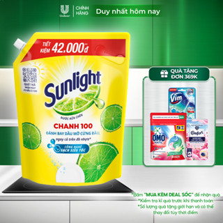 Nước Rửa Chén Bát Sunlight Chanh 100 | Sạch Dầu Mỡ Đồ Nhựa | Túi 3.5KG/3.1Kg