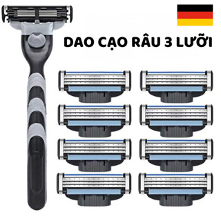  Dao cạo râu 3 lưỡi kèm hộp dao cạo râu kiểu Đức cho nam kèm lưỡi dao sắc không đau rát cho da mặt DCR04 