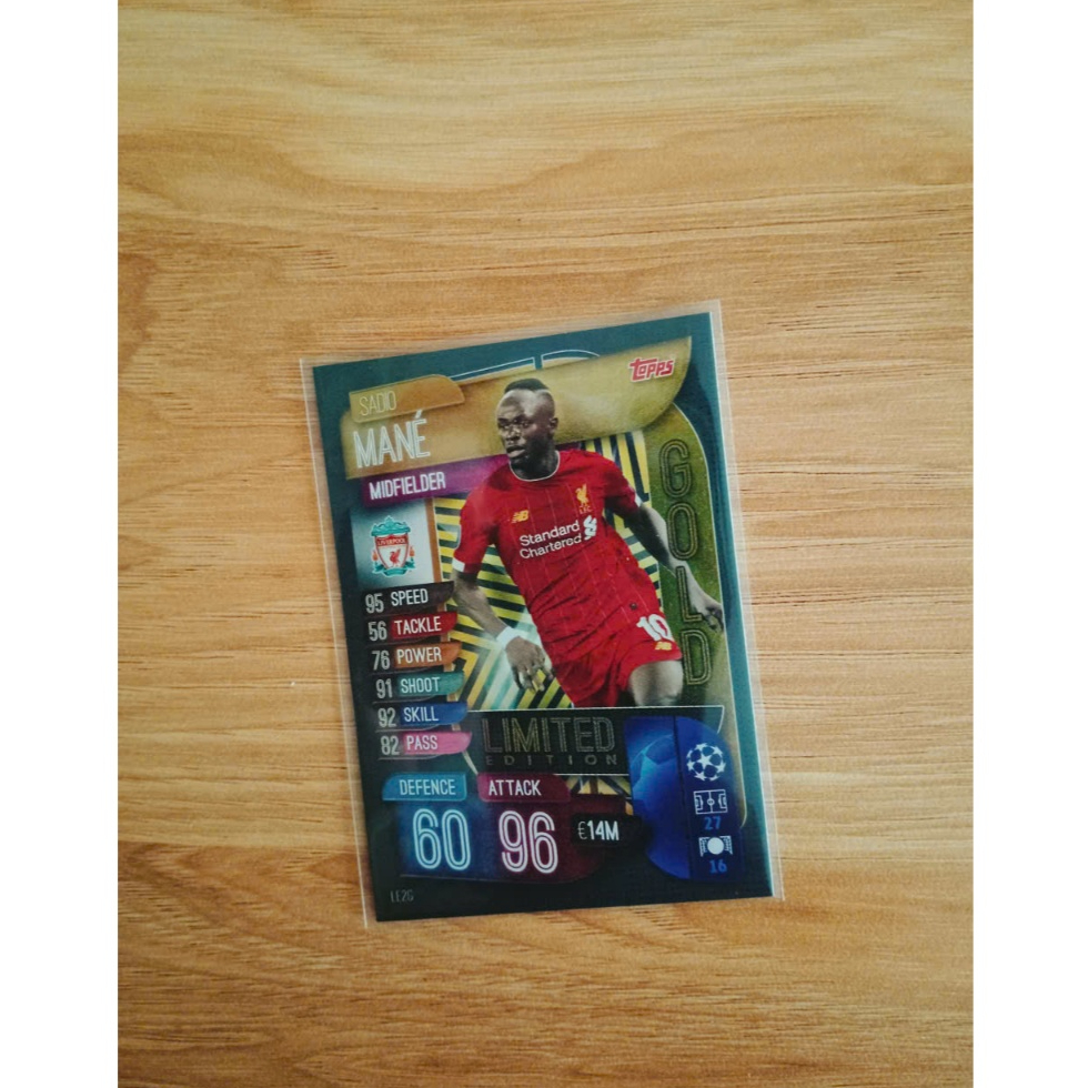 Thẻ Bóng Đá Topps Match Attax 19/20 Extra Limited Edition Sadio Mane Gold Limited Edition - Liverpoo