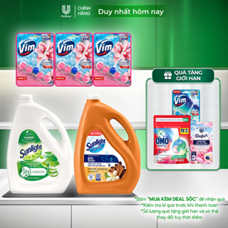 Combo Dọn dẹp Sạch bóng | Sunlight Rửa chén Lô Hội 3.5kg | Sunlight Lau sàn Quế cam 3.6kg | Viên treo Vim Mộc Lan 3x50g