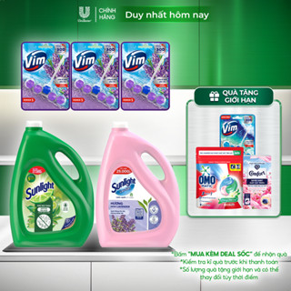 Combo Dọn dẹp Thư Thái | Sunlight Rửa chén Matcha 3.5kg | Sunlight Lau sàn Lavender 3.6kg | Viên treo Vim Lavender 3x50g