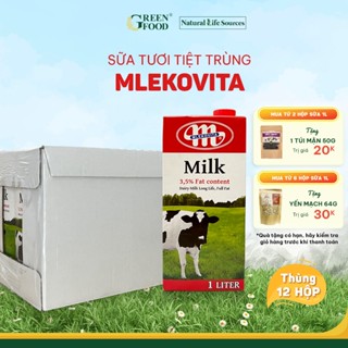 Thùng 12 Hộp Sữa Tươi Tiệt Trùng Mlekovita Nguyên Kem 1L Không đường - Độ Béo 3.5%, Nhập Khẩu Ba Lan