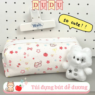  Túi Đựng Bút   Hộp Đựng Bút  Hộp Bút   Bóp Viết INS DUDU Vải Canvas TÁO MAY MẮN Dung Tích Lớn Dễ Thương 