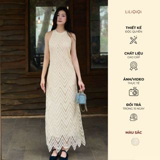 Váy Nữ Sang Chảnh Dáng Dài Ren ZicZac Cổ Tròn Dáng Suông Thiết Kế Đi Tiệc LiLiQiQi By LeeGi - DD896