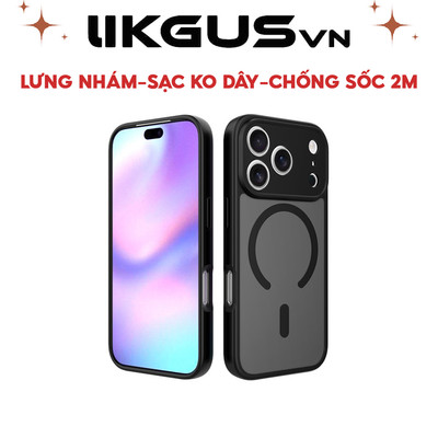 Ốp Lưng Nhám Hỗ Trợ Sạc Không Dây Viền TPU Dẻo LKVN-01 Chính Hãng LIKGUS VN Cho Iphone-Chống Sốc 2M