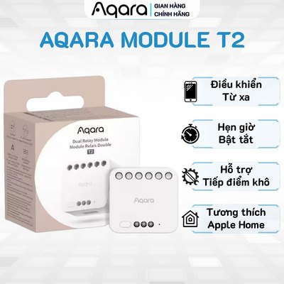Aqara Module T2 mã DCM-K01, Chế độ Tiếp điểm Khô và Ướt, Điều khiển cửa cuốn, Lắp sau công tắc Cơ, Tương thích Homekit