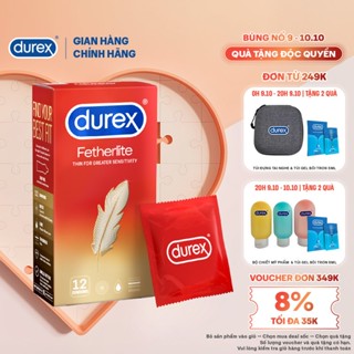 Bao cao su Durex Fetherlite siêu mỏng, size 52.5mm, 12 bao/hộp