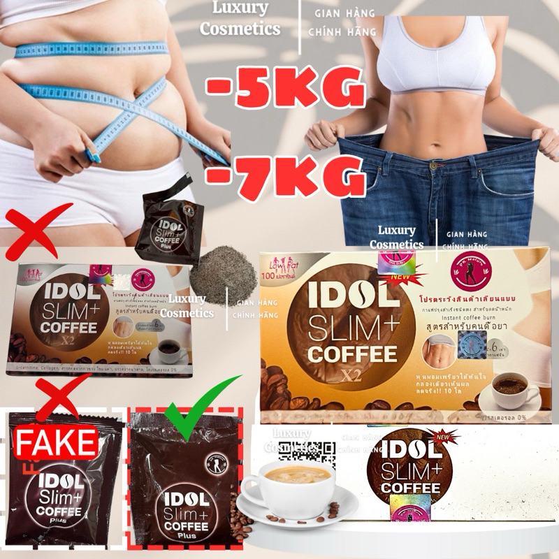 Loại MẠNH IDOL SLIM + COFFEE dạng gói hàng xuất xịn hộp 10 gói 15mg Thái Lan x2