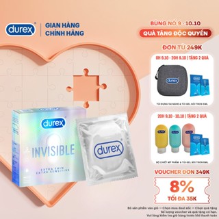 Bao cao su Durex Invisible siêu mỏng, size 52mm, hộp 3 bao
