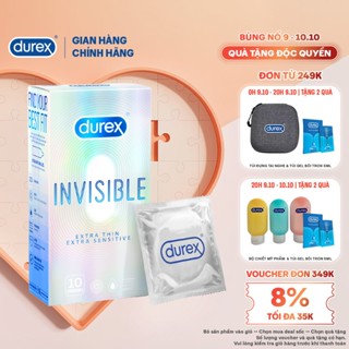 Bao cao su Durex Invisible siêu mỏng size 52mm, hộp 10 bao