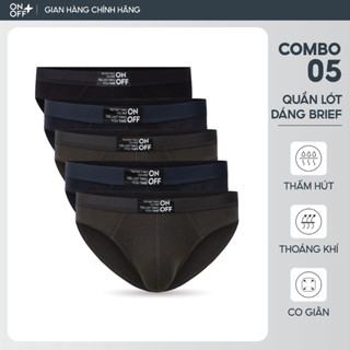 Combo 5 quần lót nam cotton Mỹ ONOFF dáng brief kháng khuẩn, khử mùi - 18UQ23A054