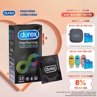 Bao cao su Durex Performa kéo dài thời gian, size 52mm, hộp 12 bao
