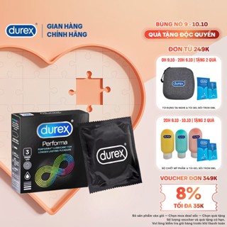 Bao cao su Durex Performa kéo dài thời gian, size 52mm, 3 bao/hộp)