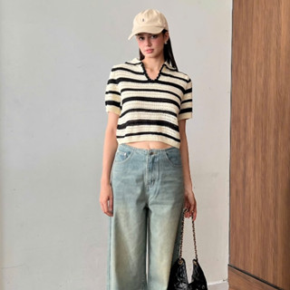 TUBYCATU | Áo Len Dệt Kim Kẻ Sọc Ngang Christine Knit Sweater Nữ Form Suông Mềm Mại (Freesize)