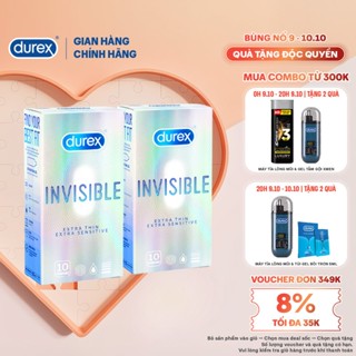 Bộ 2 hộp bao cao su Durex Invisible siêu mỏng size 52mm (10 bao/hộp) 