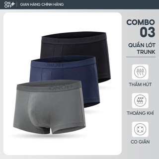 Combo 3 quần lót sịp nam trunk Cotton Spandex lành tính mềm mịn thấm hút nhanh - ONOFF 18UO24A317