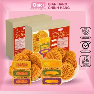 Set làm bánh trung thu nhân trứng muối 3 vị matcha, đậu xanh, khoai môn ONICI thành phẩm 6 bánh