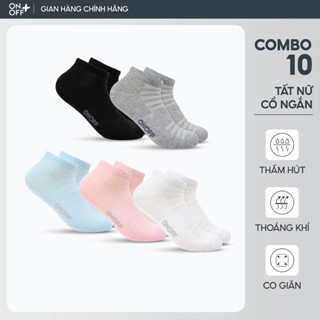 Combo 10 tất vớ nữ cổ ngắn Cotton dệt lưới thoáng khí kháng khuẩn - ONOFF 16AE24A218