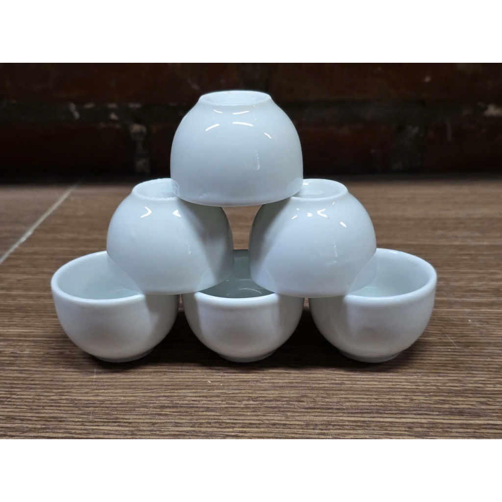 Combo chén uống trà trắng, ly trà không quai, , hàng bình dân, miệng 6cm, cao 4cm, dung tích 55ml