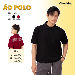 Áo Polo Unisex Thêu Nổi Logo ChaChing, Áo Polo Nam Nữ Form Boxy Chất Liệu PC Gen Cao Cấp, Dày Dặn,Thoải Mái