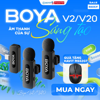 Micro Thu Âm Không Dây Boya BY-V20 V2.0 | Khử Ồn | Phạm vi 100m | 9H Mic Cài Áo Cho iPhone Android Livestream Quay Video