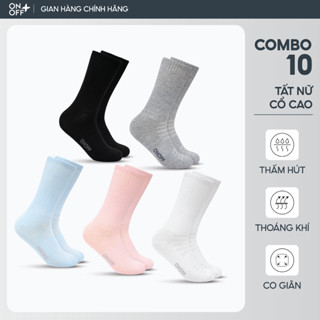 Combo 10 tất vớ nữ cổ cao Cotton dệt lưới thoáng khí kháng khuẩn - ONOFF 16AR24A220